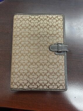 Coach Brown Signature Canvas Organizer Cover with Dark Trim